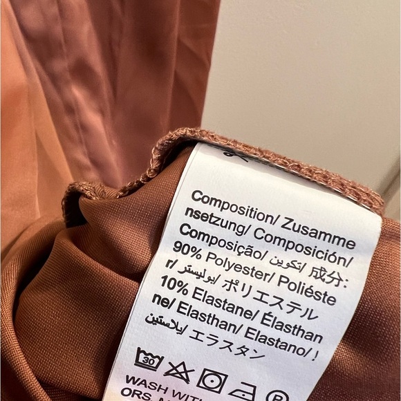 Satin Dress Deep V-Neck Long Sleeve Tie Waist Split Midi Dress W. - Picture 5 of 13